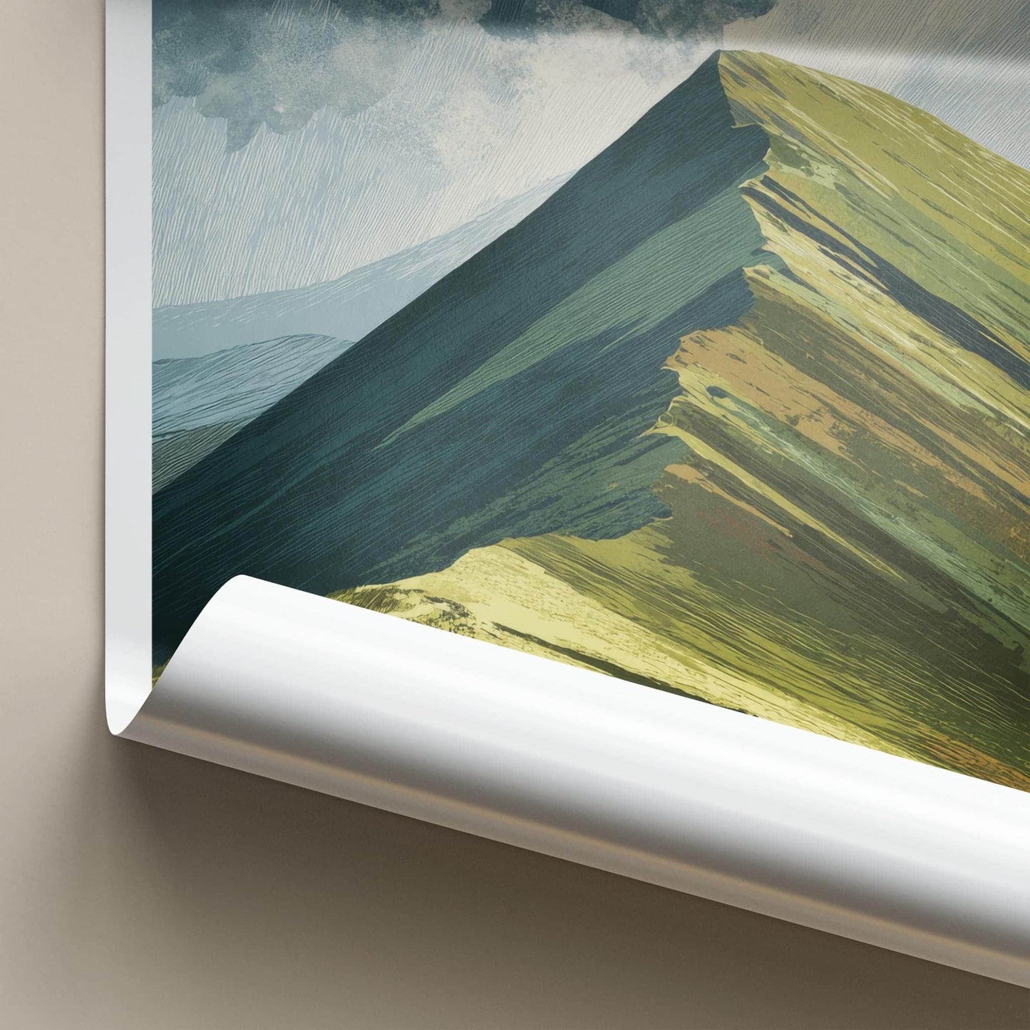 Whiteless Pike Poster - England Art Print - Steep Grassy Ridge Wall Decor
