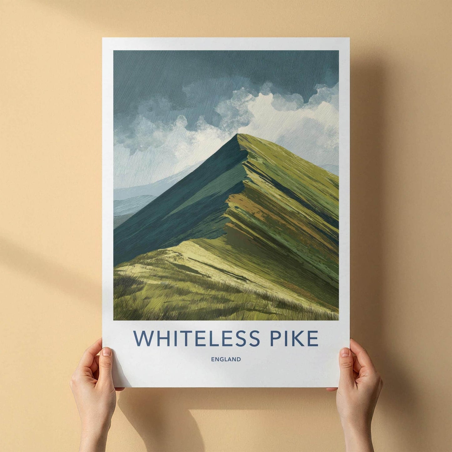 Whiteless Pike Poster - England Art Print - Steep Grassy Ridge Wall Decor
