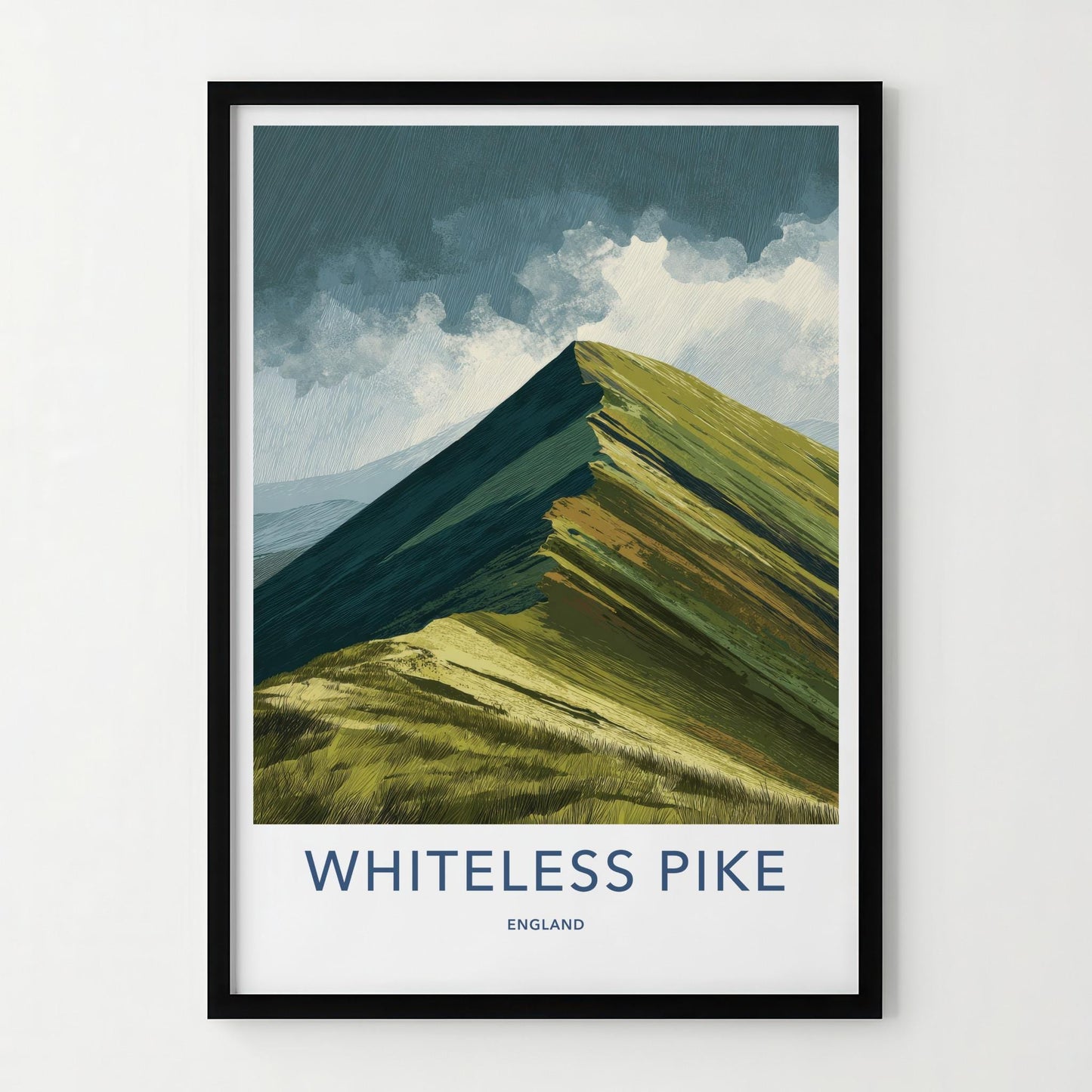 Whiteless Pike Poster - England Art Print - Steep Grassy Ridge Wall Decor