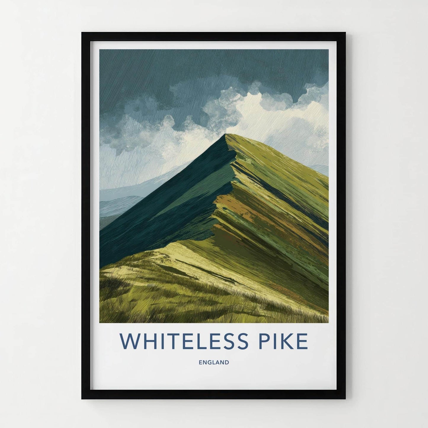 Whiteless Pike Poster - England Art Print - Steep Grassy Ridge Wall Decor