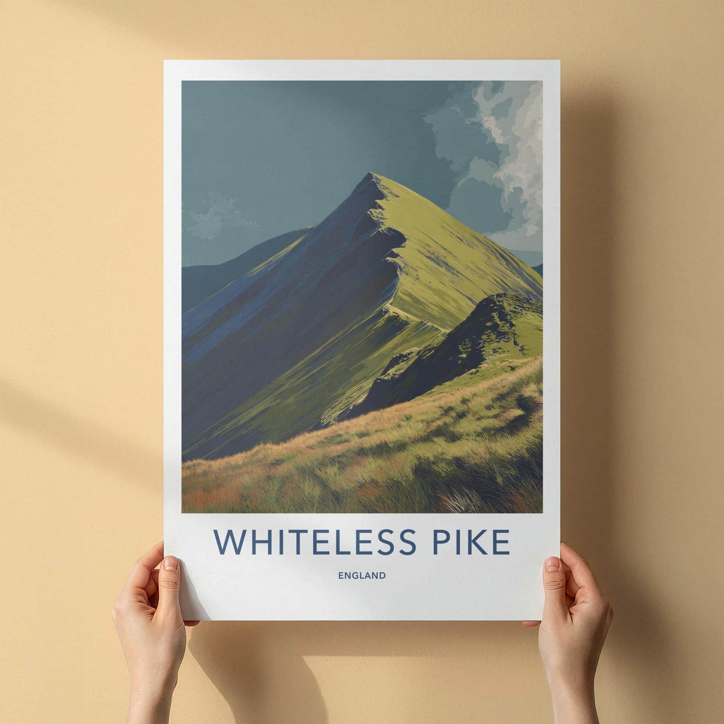 Whiteless Pike Poster - England Travel Art - Dramatic Mountain Peak Home Decor