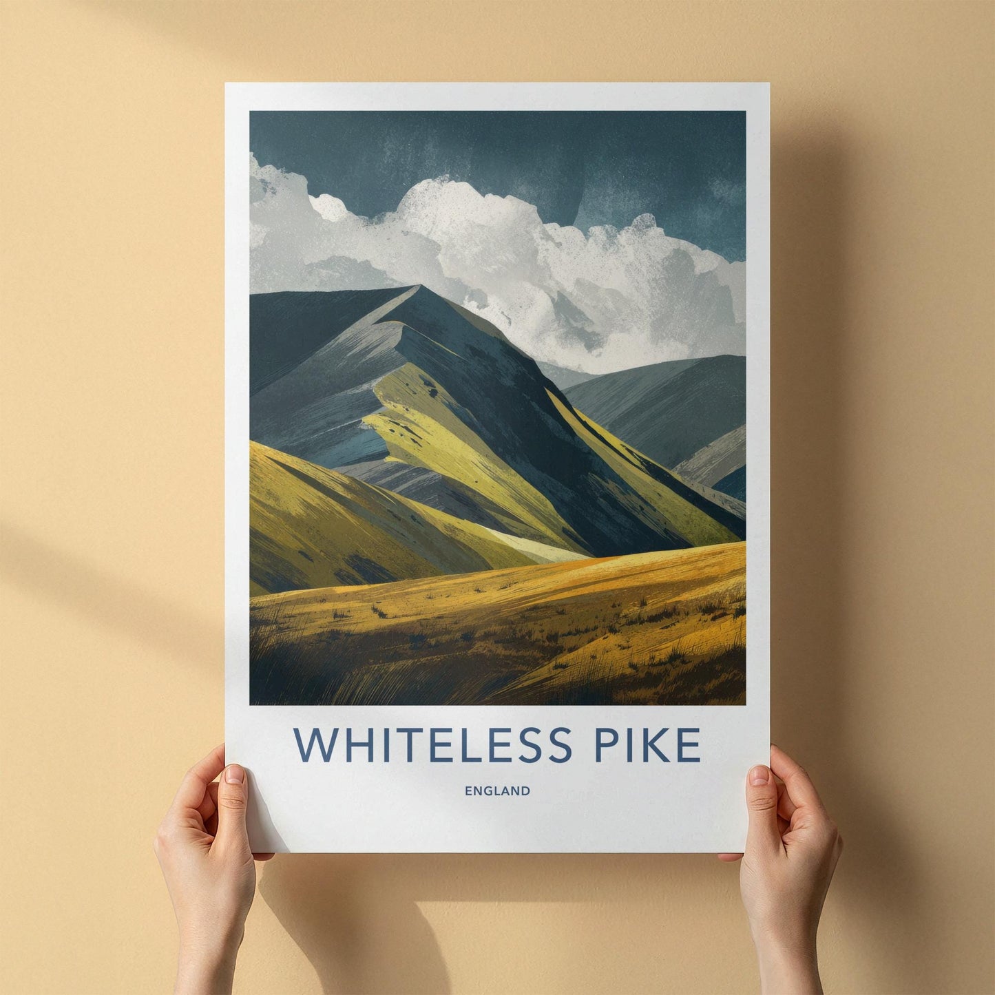 Whiteless Pike Poster - England Travel Art - Golden Mountain Peaks Home Decor