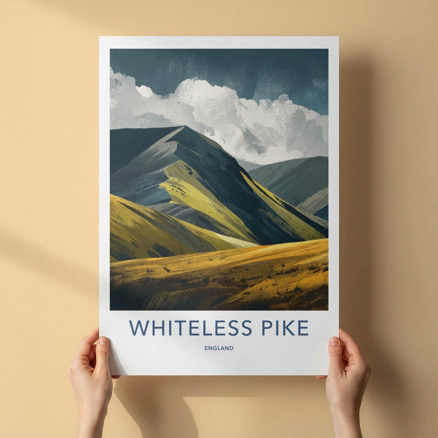 Whiteless Pike Poster - England Travel Art - Golden Mountain Peaks Home Decor