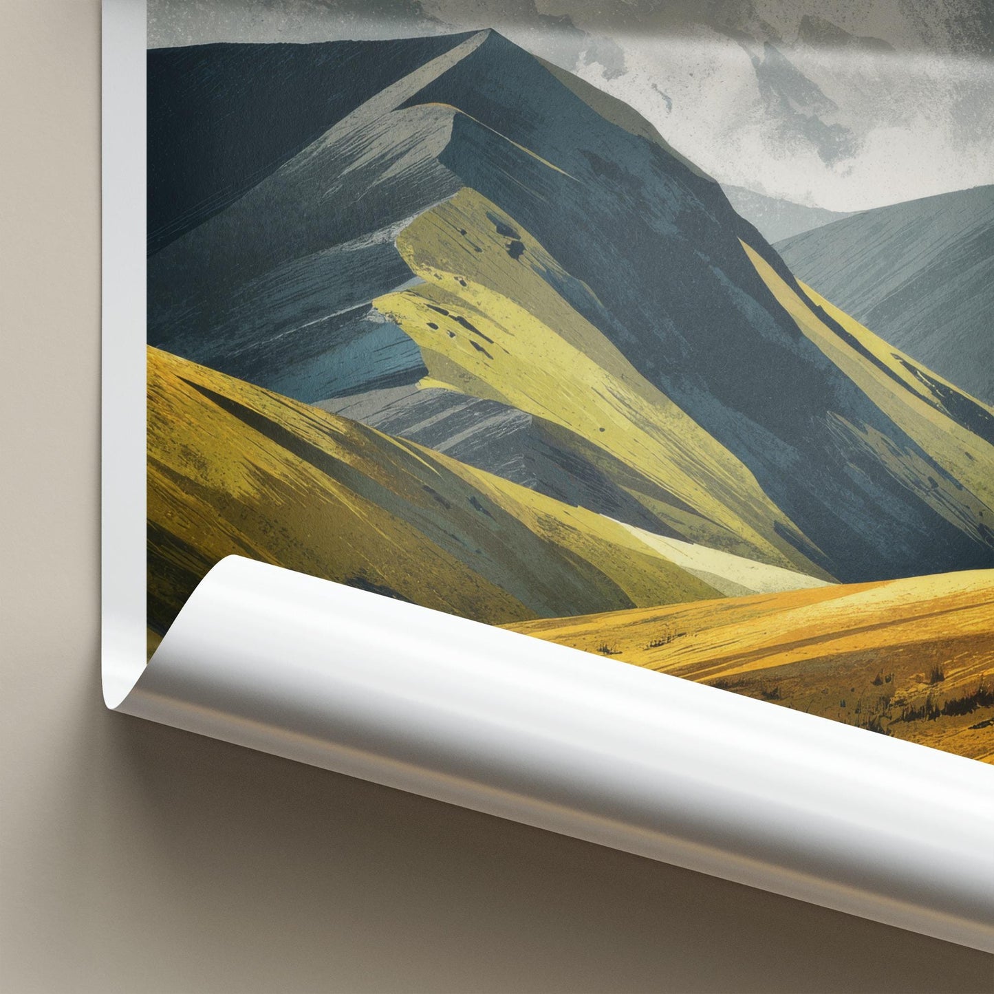 Whiteless Pike Poster - England Travel Art - Golden Mountain Peaks Home Decor
