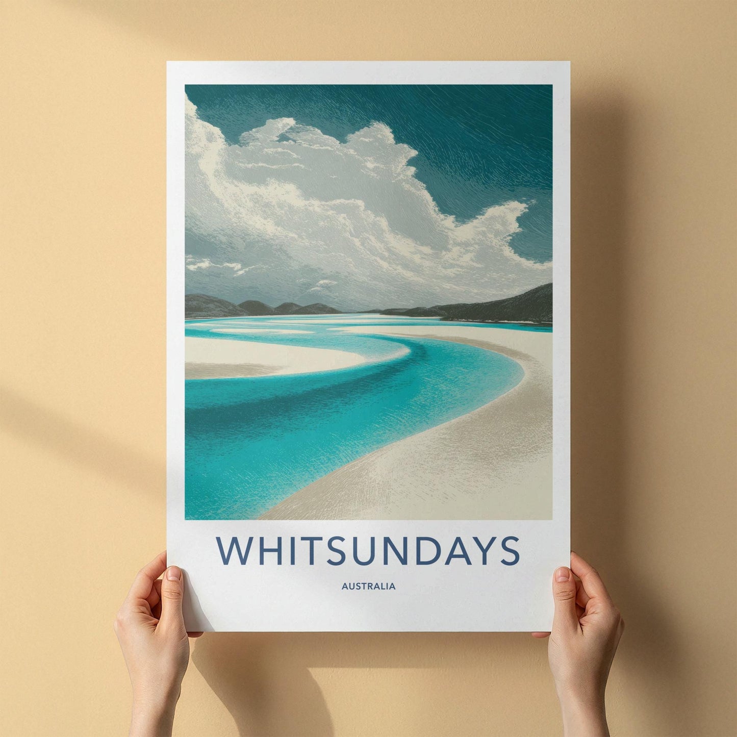 Whitsundays Poster - Australia Travel Art - Winding Aqua Channel Home Decor