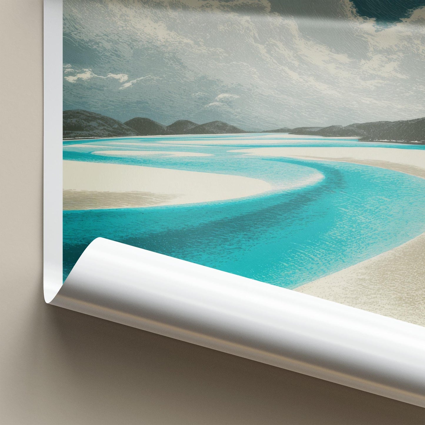 Whitsundays Poster - Australia Travel Art - Winding Aqua Channel Home Decor