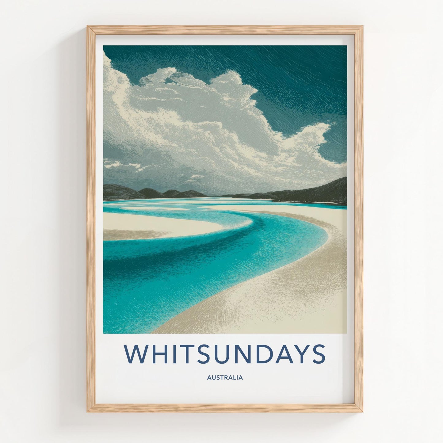 Whitsundays Poster - Australia Travel Art - Winding Aqua Channel Home Decor