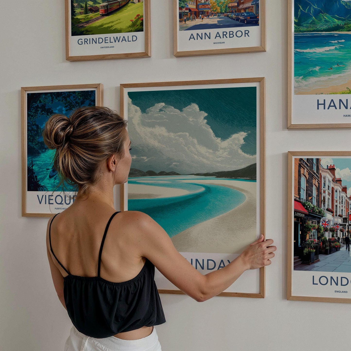 Whitsundays Poster - Australia Travel Art - Winding Aqua Channel Home Decor