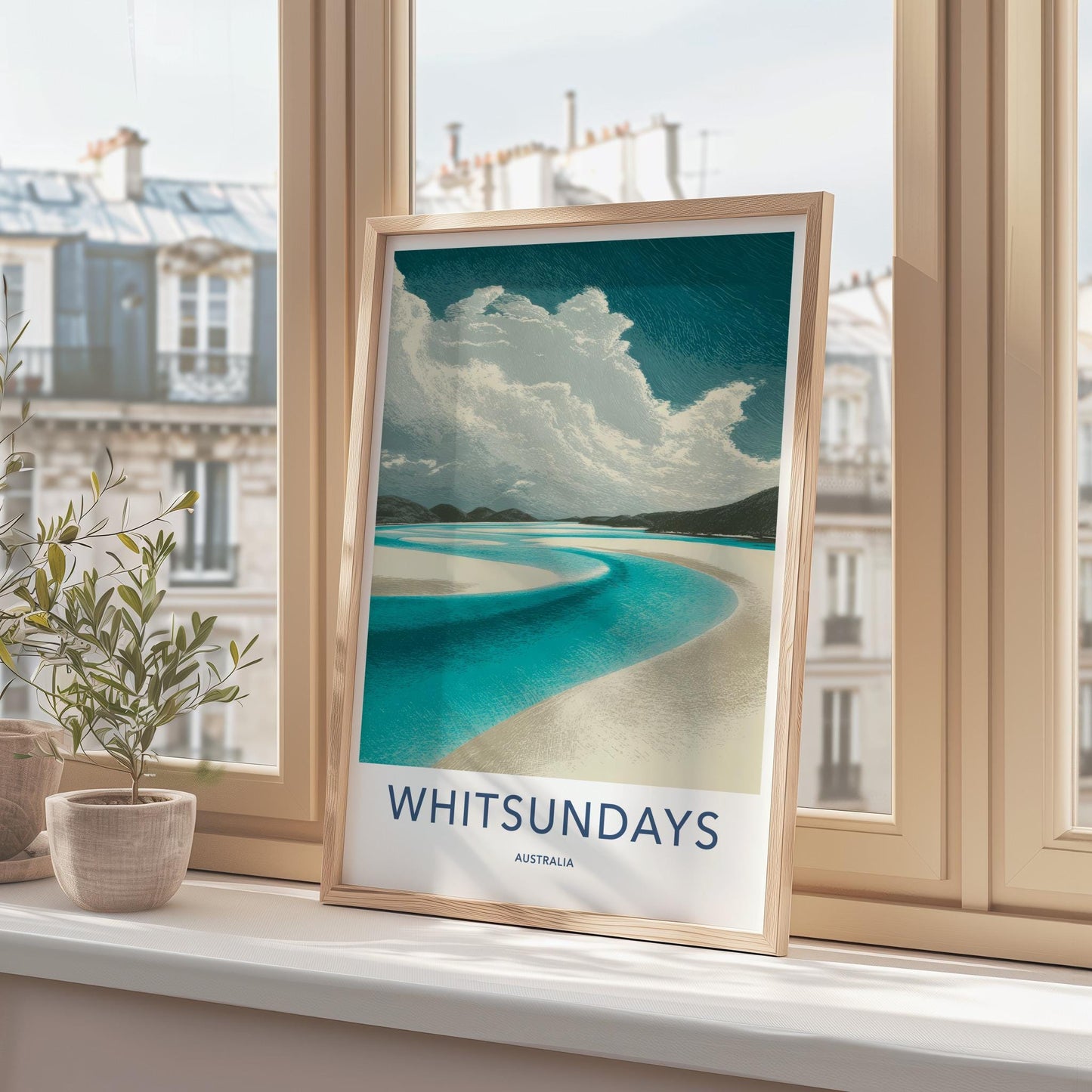 Whitsundays Poster - Australia Travel Art - Winding Aqua Channel Home Decor