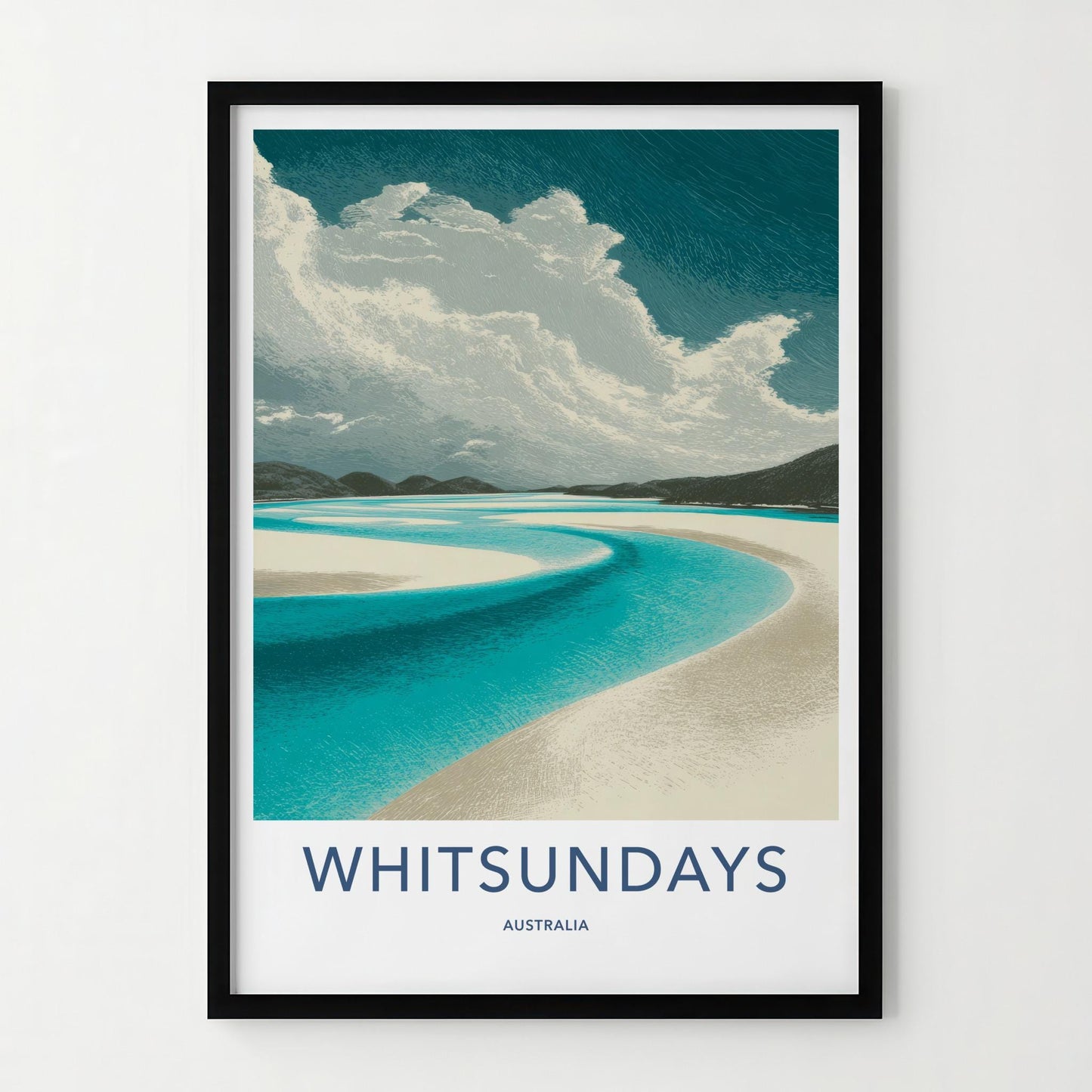 Whitsundays Poster - Australia Travel Art - Winding Aqua Channel Home Decor