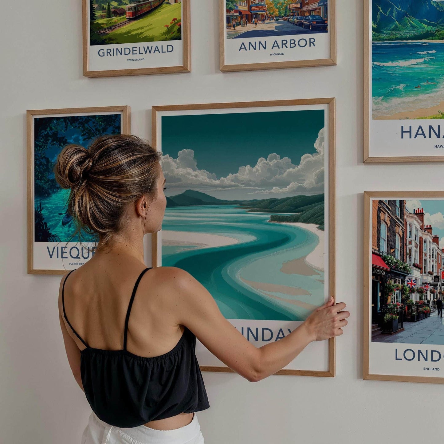 Whitsundays Poster - Australia Travel Art - Winding Bay Shore Wall Decor
