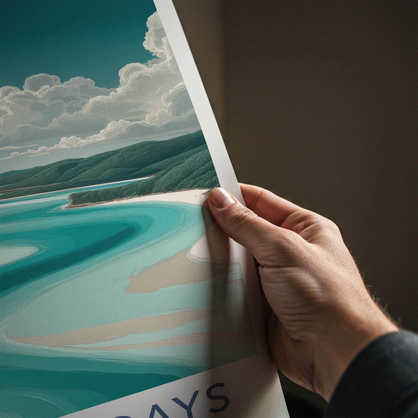 Whitsundays Poster - Australia Travel Art - Winding Bay Shore Wall Decor