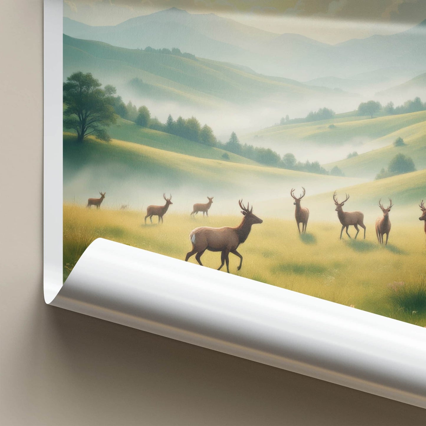 Wicklow Poster - Ireland Travel Art - Misty Deer Valley Wall Decor