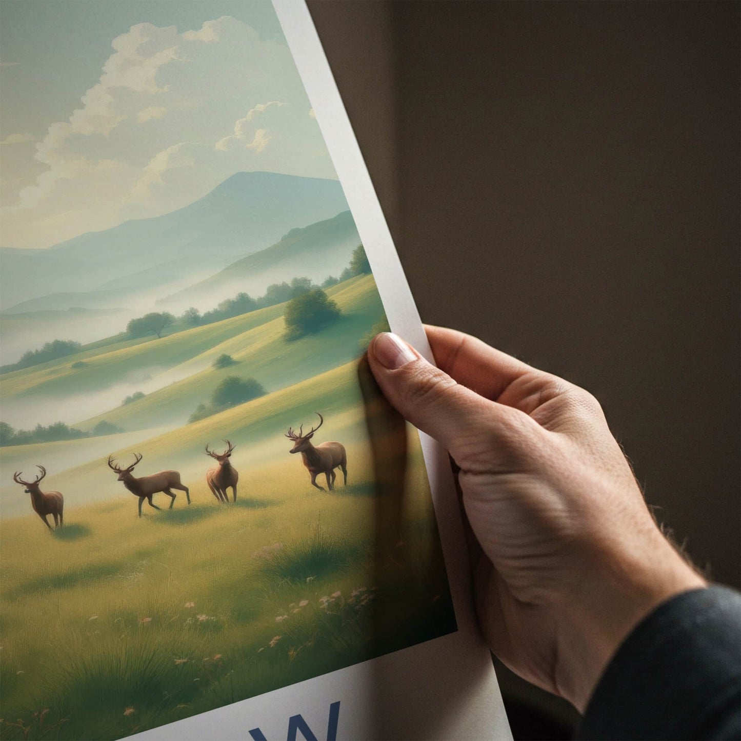 Wicklow Poster - Ireland Travel Art - Misty Deer Valley Wall Decor