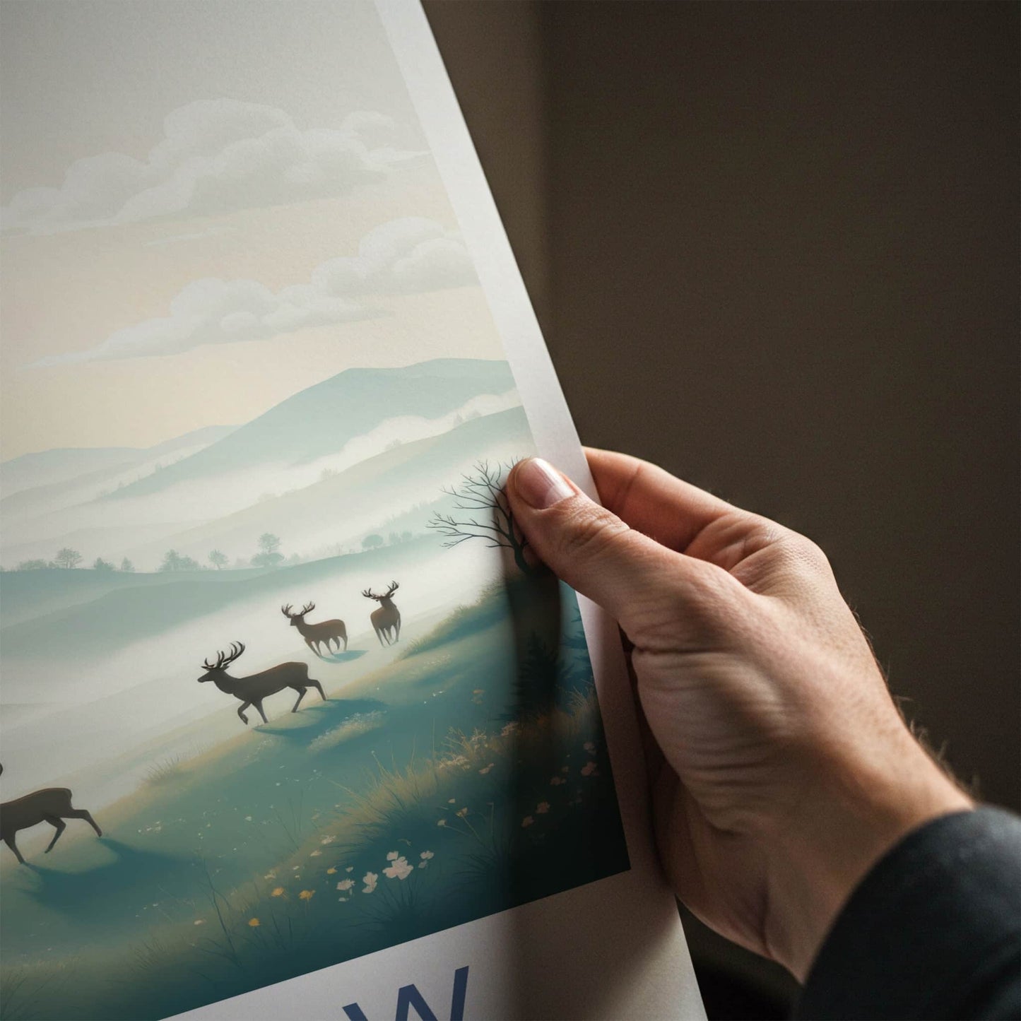 Wicklow Poster - Ireland Travel Art - Misty Hills Deer Home Decor