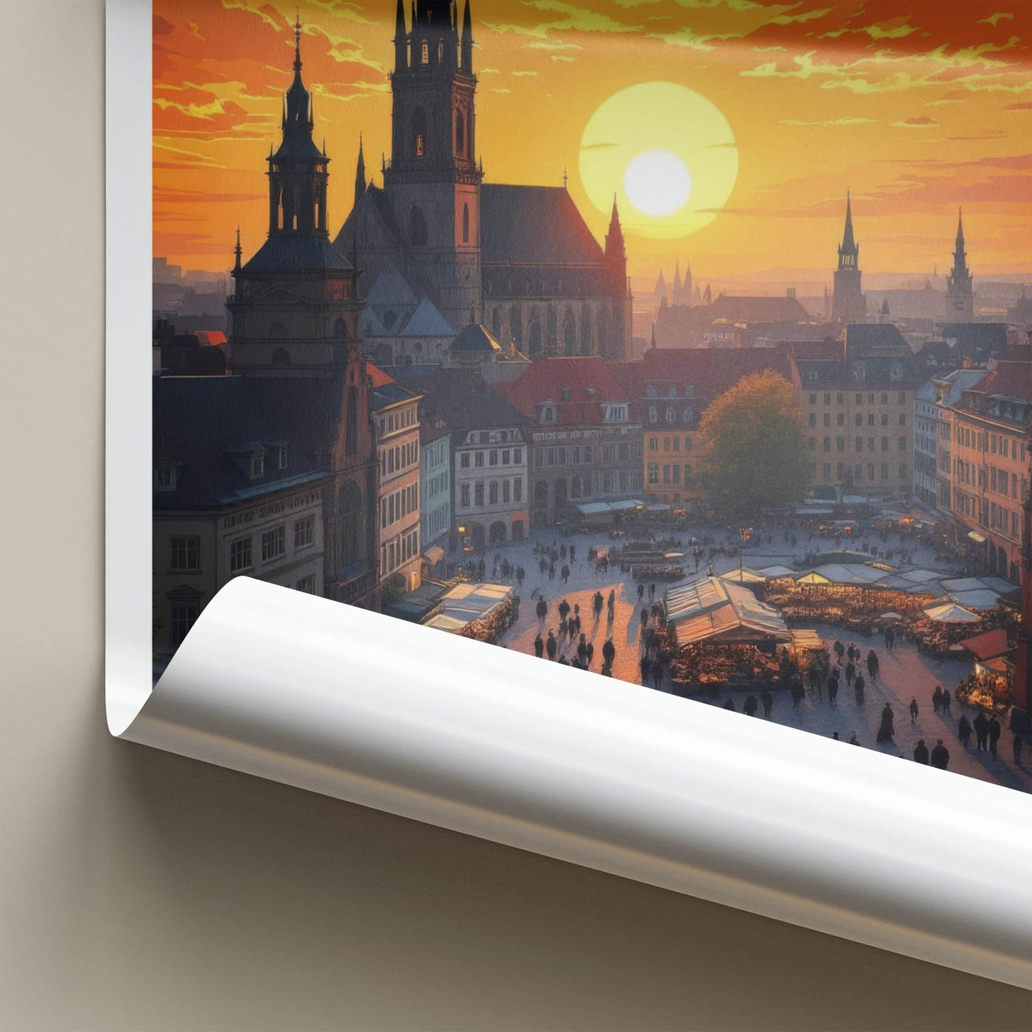 Wielkopolska Poster - Poland Travel Art - Golden Spire Skyline Wall Decor
