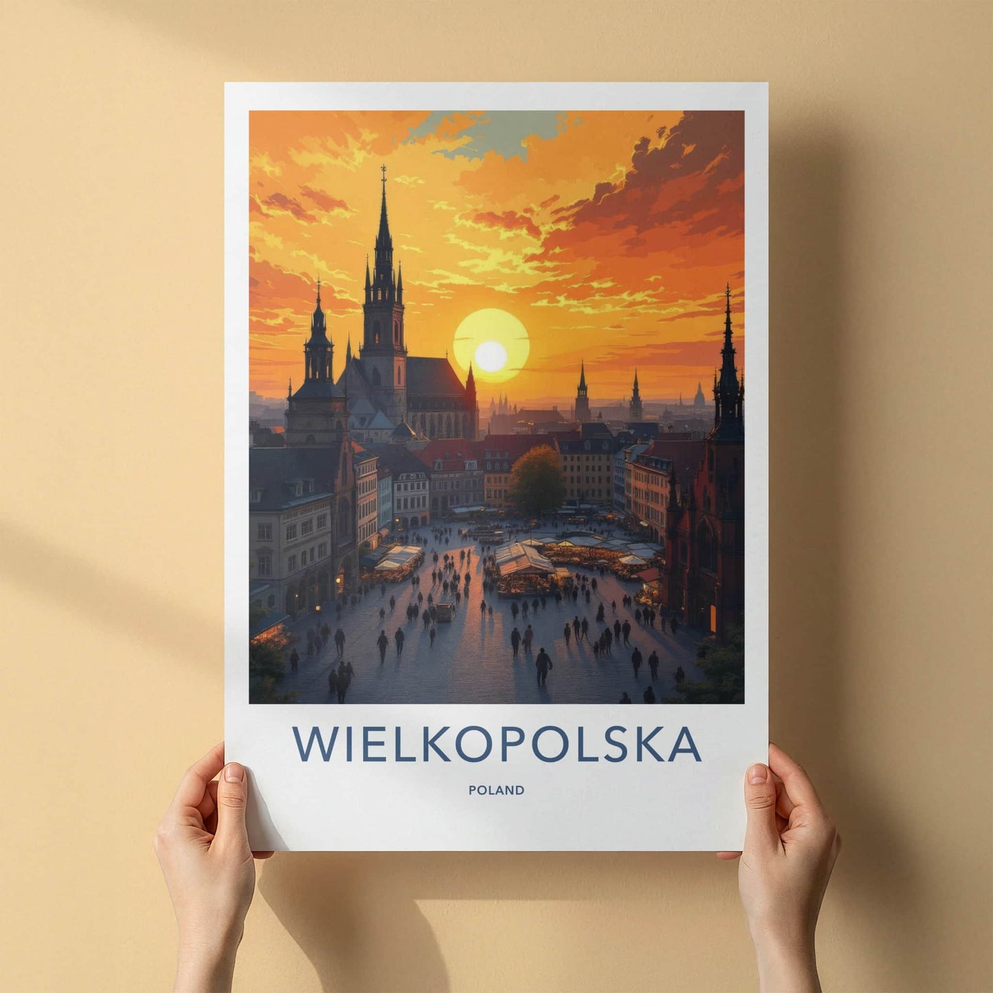 Wielkopolska Poster - Poland Travel Art - Golden Spire Skyline Wall Decor