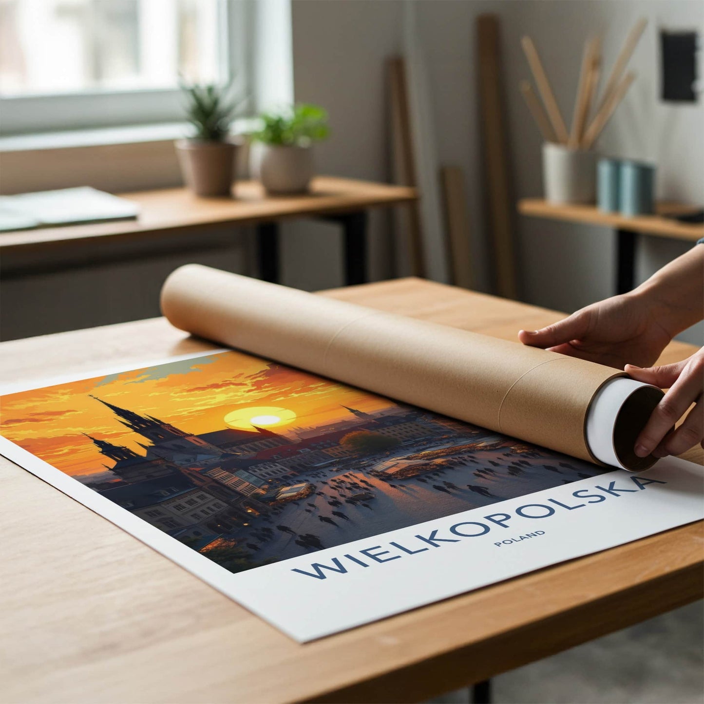 Wielkopolska Poster - Poland Travel Art - Golden Spire Skyline Wall Decor