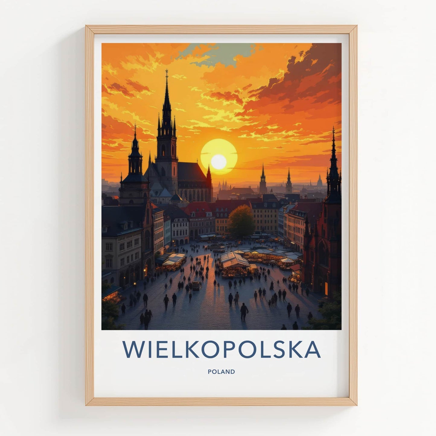 Wielkopolska Poster - Poland Travel Art - Golden Spire Skyline Wall Decor