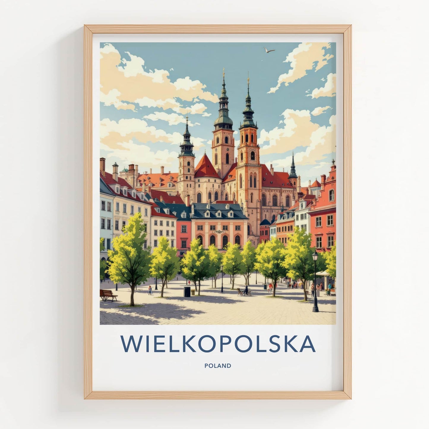 Wielkopolska Poster - Poland Travel Art - Historic Church Spires Home Decor