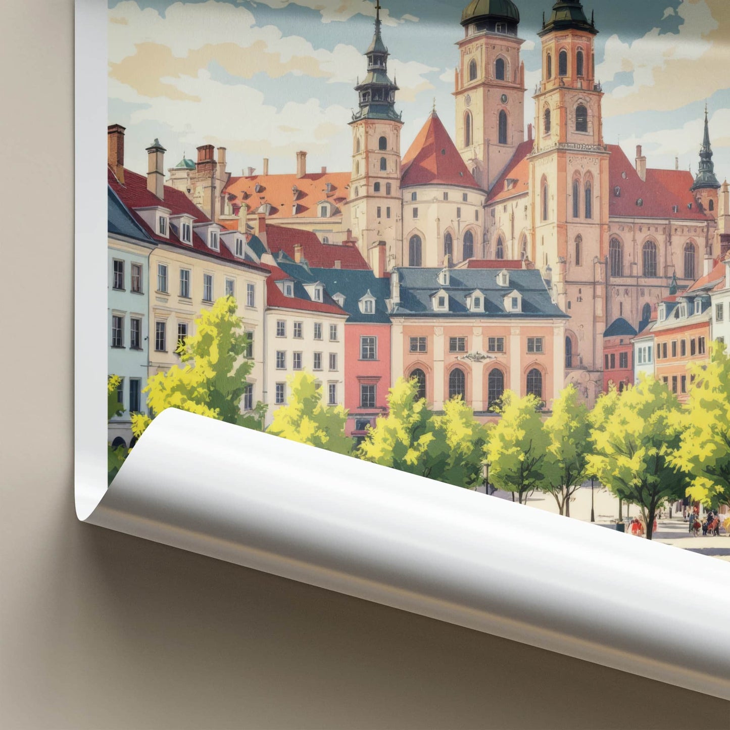 Wielkopolska Poster - Poland Travel Art - Historic Church Spires Home Decor