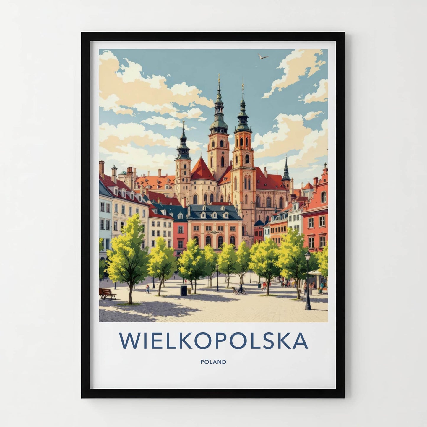 Wielkopolska Poster - Poland Travel Art - Historic Church Spires Home Decor