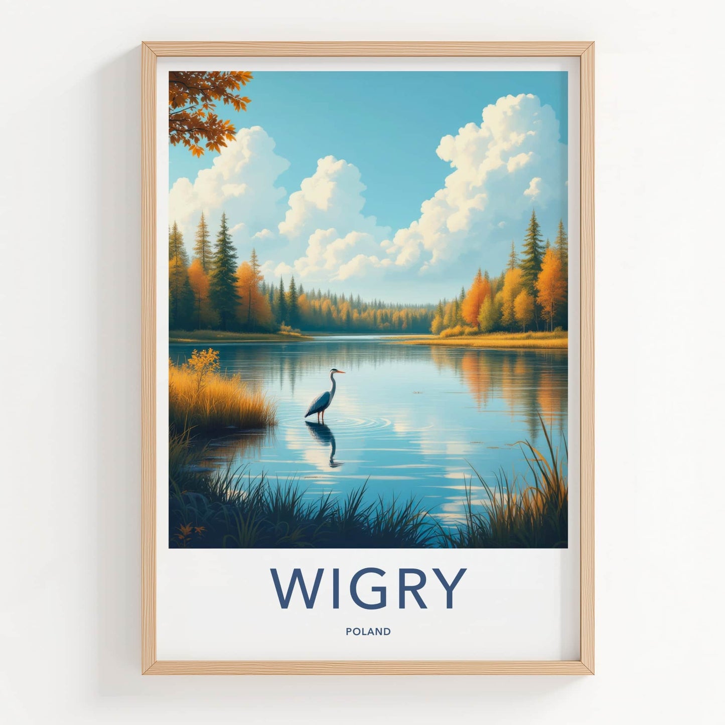 Wigry Poster - Poland Travel Art - Blue Heron Lake Home Decor