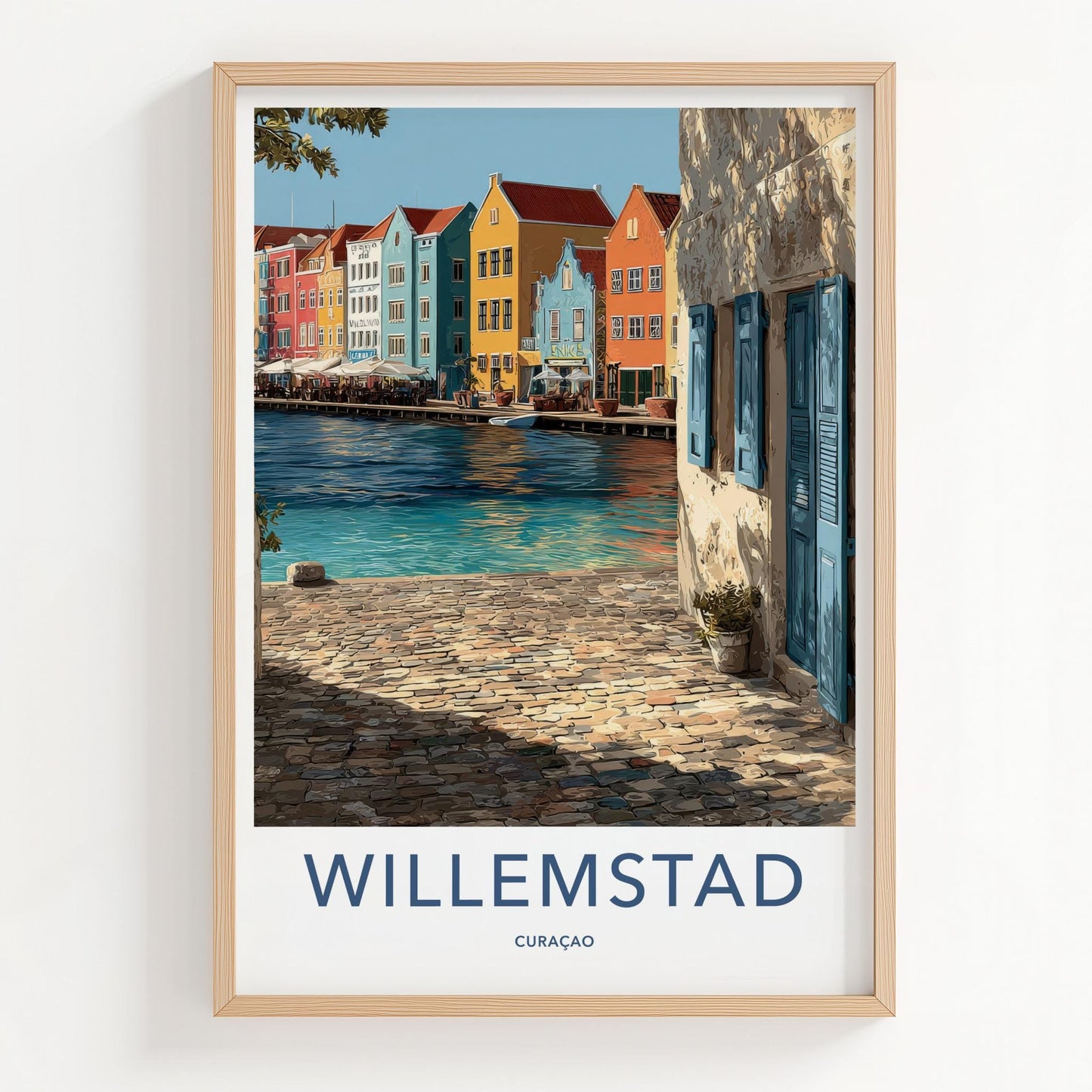 Willemstad Poster - Curacao Travel Art - Colorful Canal Houses Home Decor