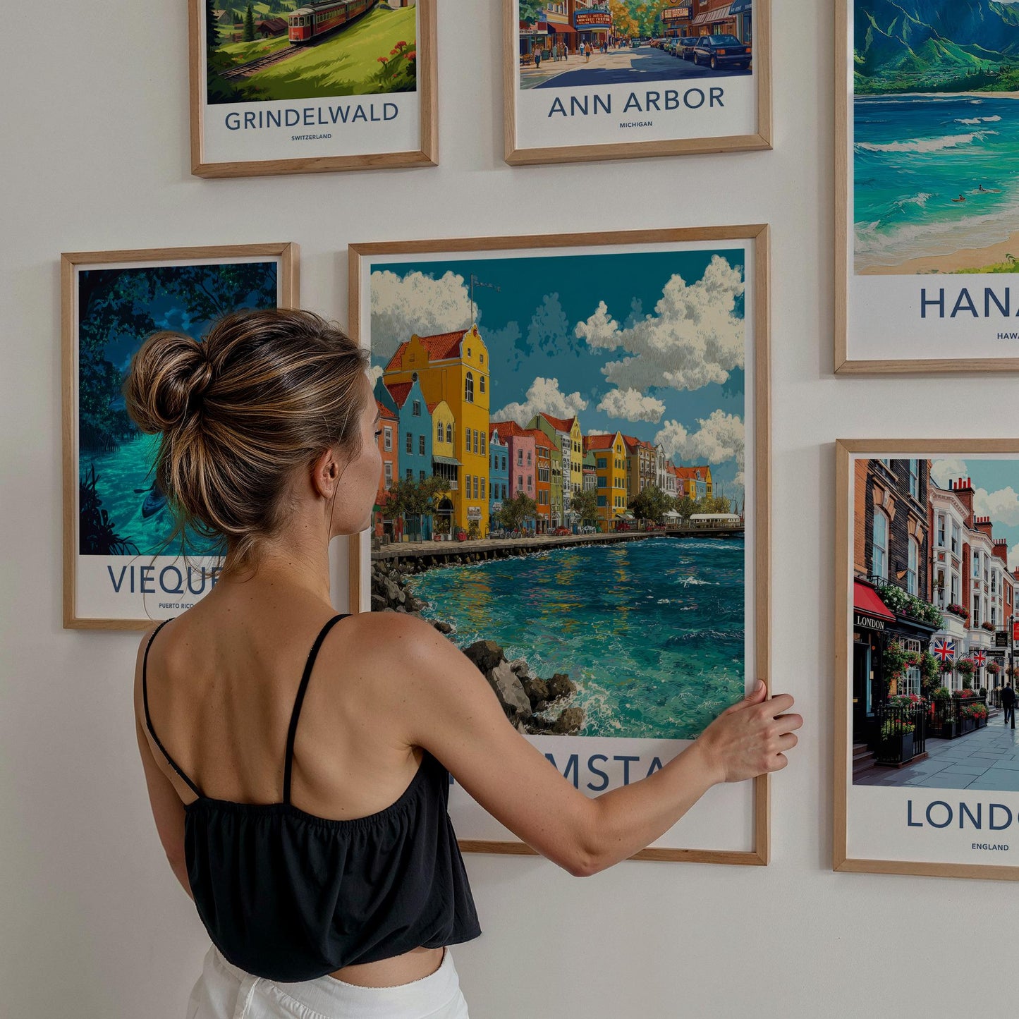 Willemstad Poster - Curacao Travel Art - Colorful Harbor View Home Decor