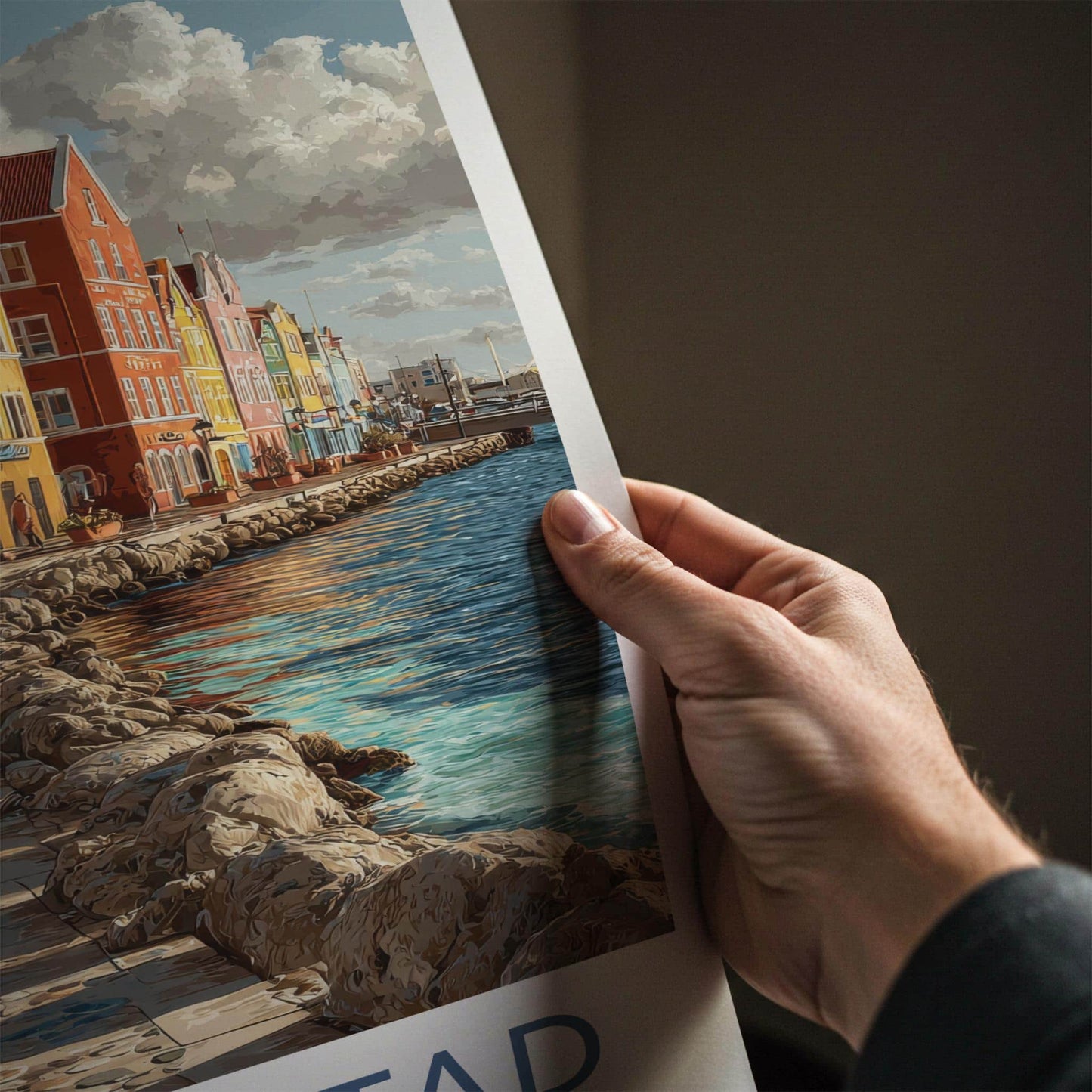 Willemstad Poster - Curacao Travel Art - Colorful Waterfront Buildings Home Decor