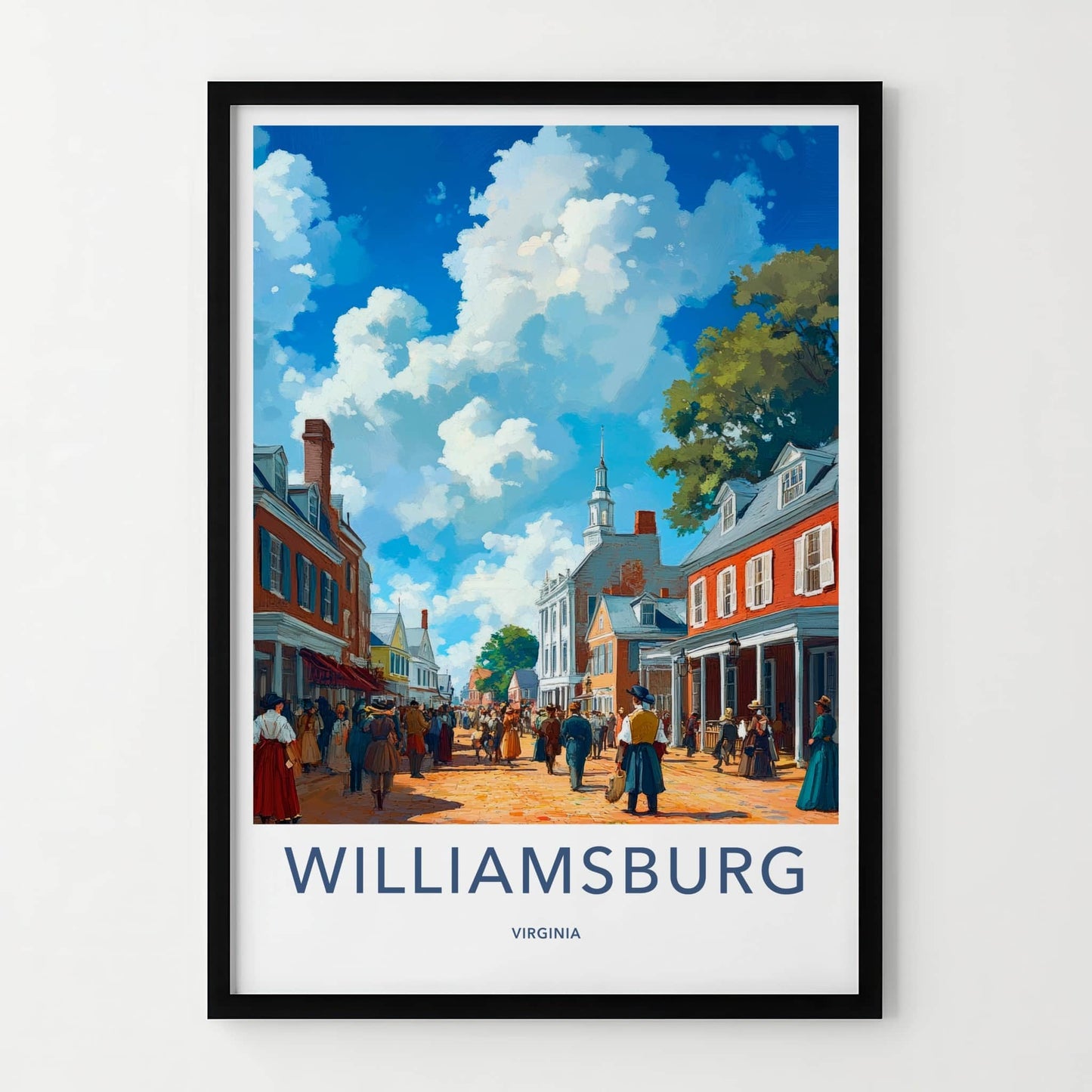 Williamsburg Poster - Virginia Travel Art - Historic Street Life Home Decor
