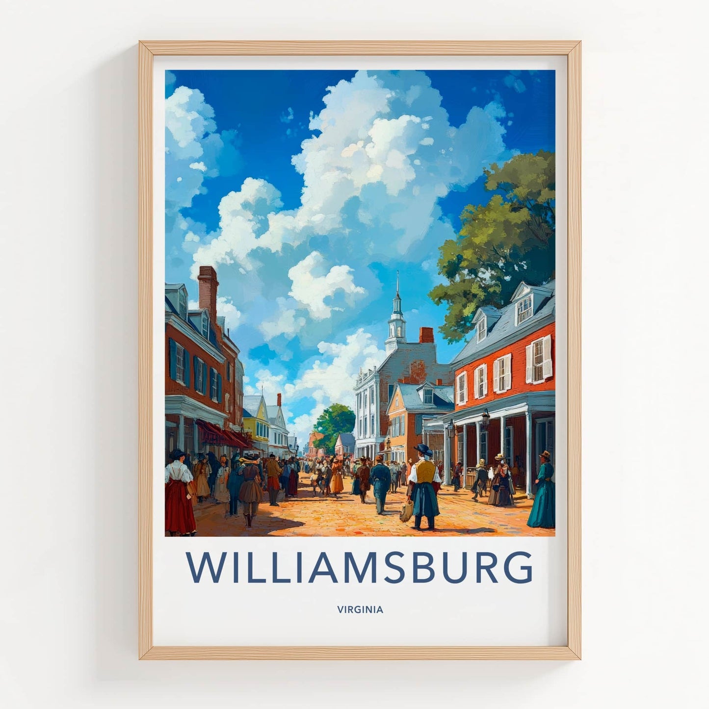 Williamsburg Poster - Virginia Travel Art - Historic Street Life Home Decor