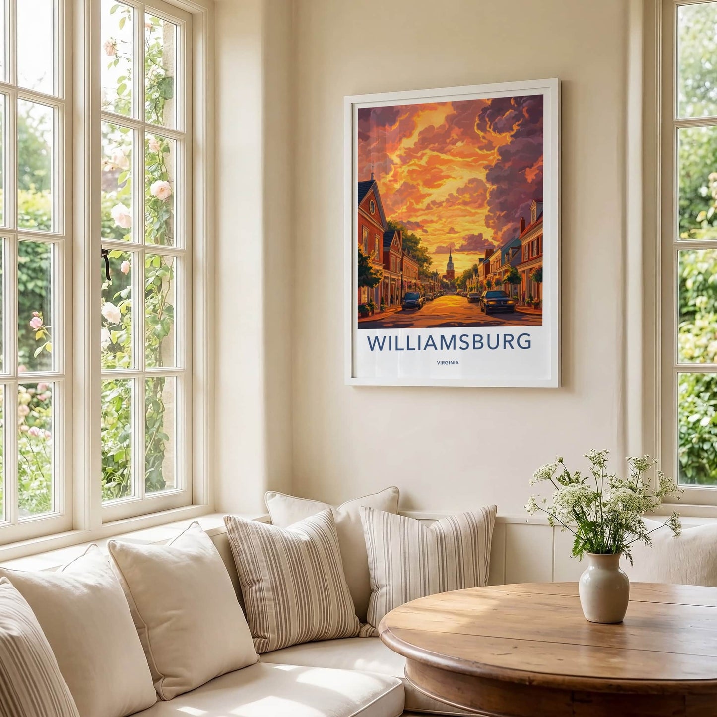 Williamsburg Poster - Virginia Travel Art - Historic Street Sunset Home Decor