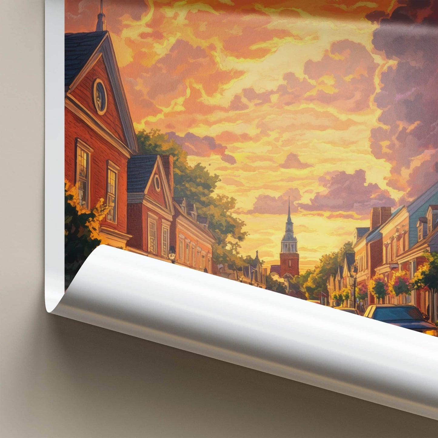Williamsburg Poster - Virginia Travel Art - Historic Street Sunset Home Decor