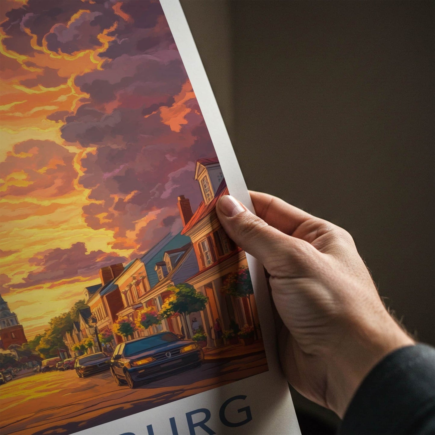 Williamsburg Poster - Virginia Travel Art - Historic Street Sunset Home Decor