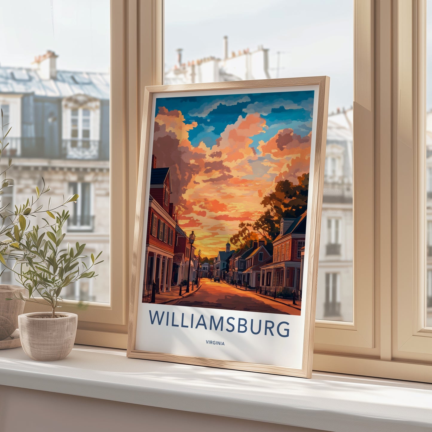 Williamsburg Poster - Virginia Travel Art - Vibrant Sunset Street Home Decor