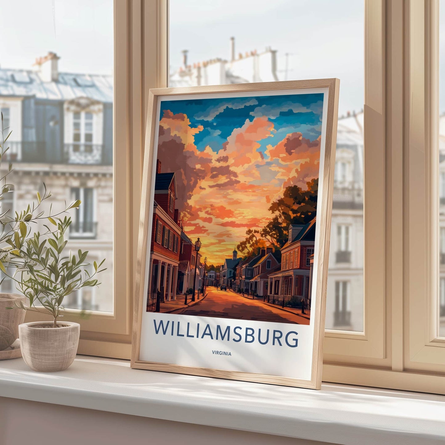 Williamsburg Poster - Virginia Travel Art - Vibrant Sunset Street Home Decor