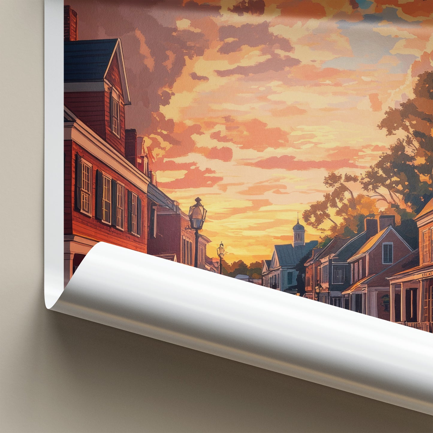 Williamsburg Poster - Virginia Travel Art - Vibrant Sunset Street Home Decor