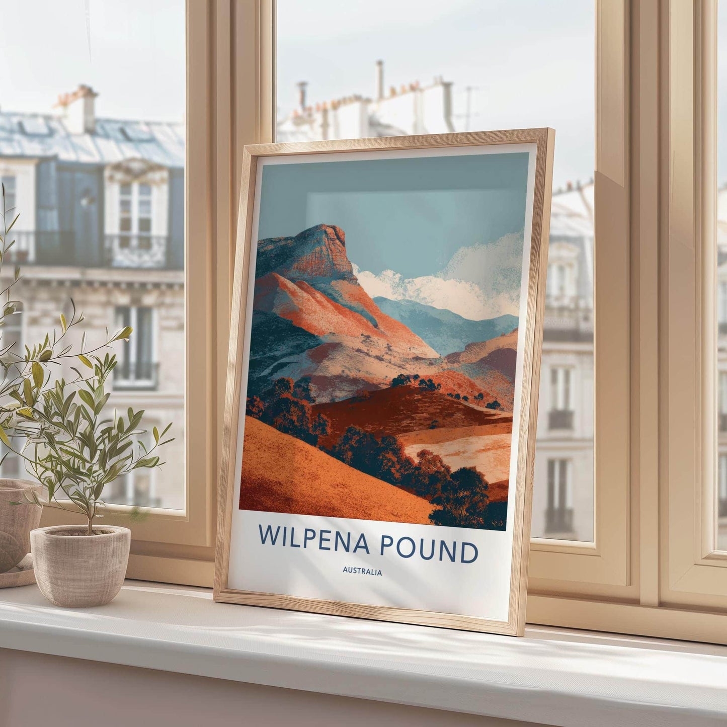 Wilpena Pound Poster - Australia Travel Art - Orange Mountain Vista Home Decor