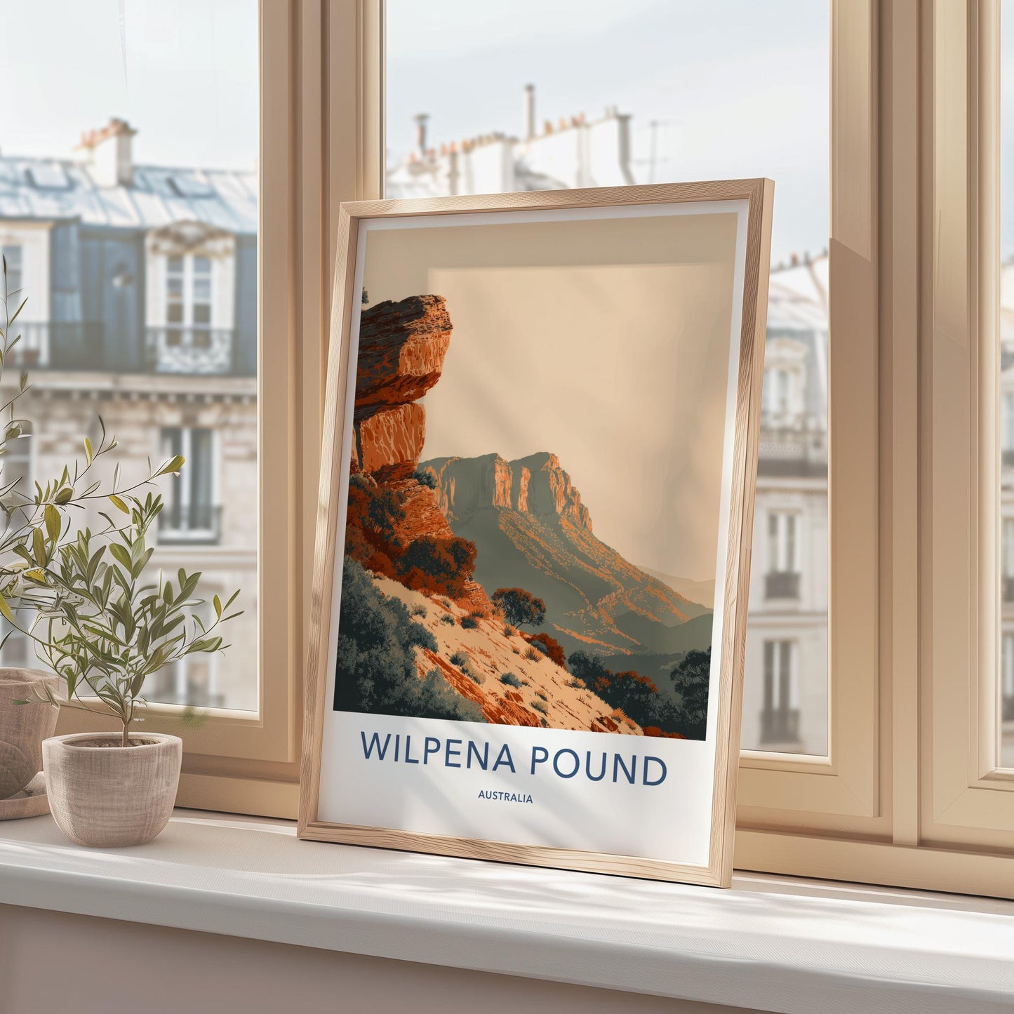 Wilpena Pound Poster - Australia Travel Art - Rugged Mountain Landscape Home Decor