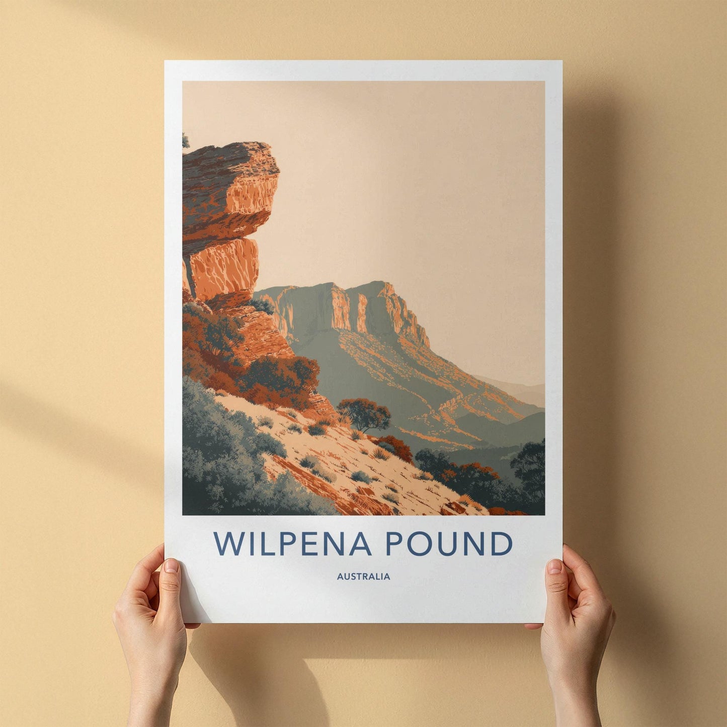 Wilpena Pound Poster - Australia Travel Art - Rugged Mountain Landscape Home Decor