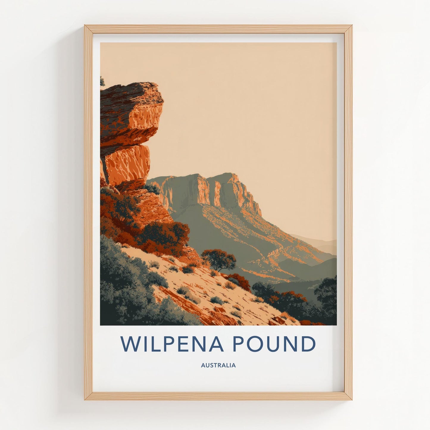 Wilpena Pound Poster - Australia Travel Art - Rugged Mountain Landscape Home Decor