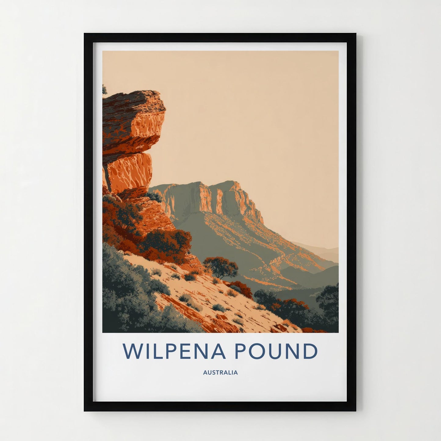 Wilpena Pound Poster - Australia Travel Art - Rugged Mountain Landscape Home Decor