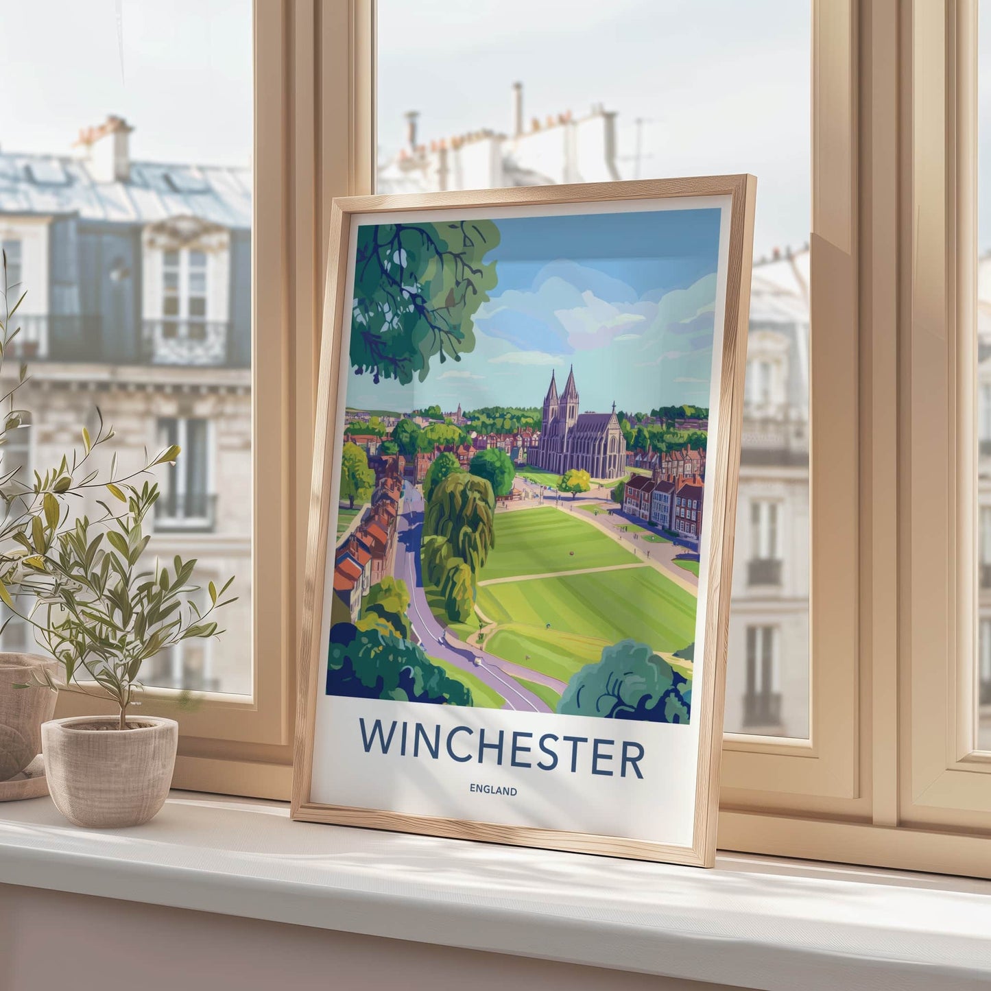 Winchester Poster - England Travel Art - Historic Cathedral View Home Decor