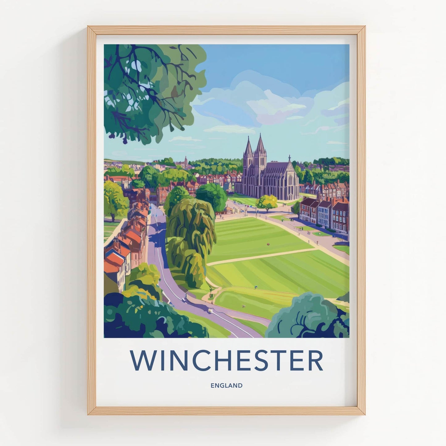 Winchester Poster - England Travel Art - Historic Cathedral View Home Decor