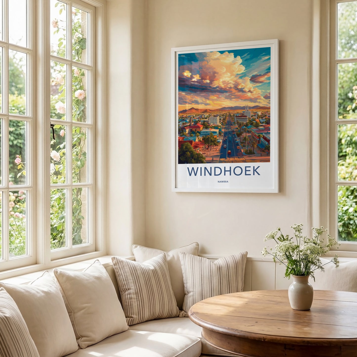 Windhoek Poster - Namibia Travel Art - Vibrant city sunset Home Decor