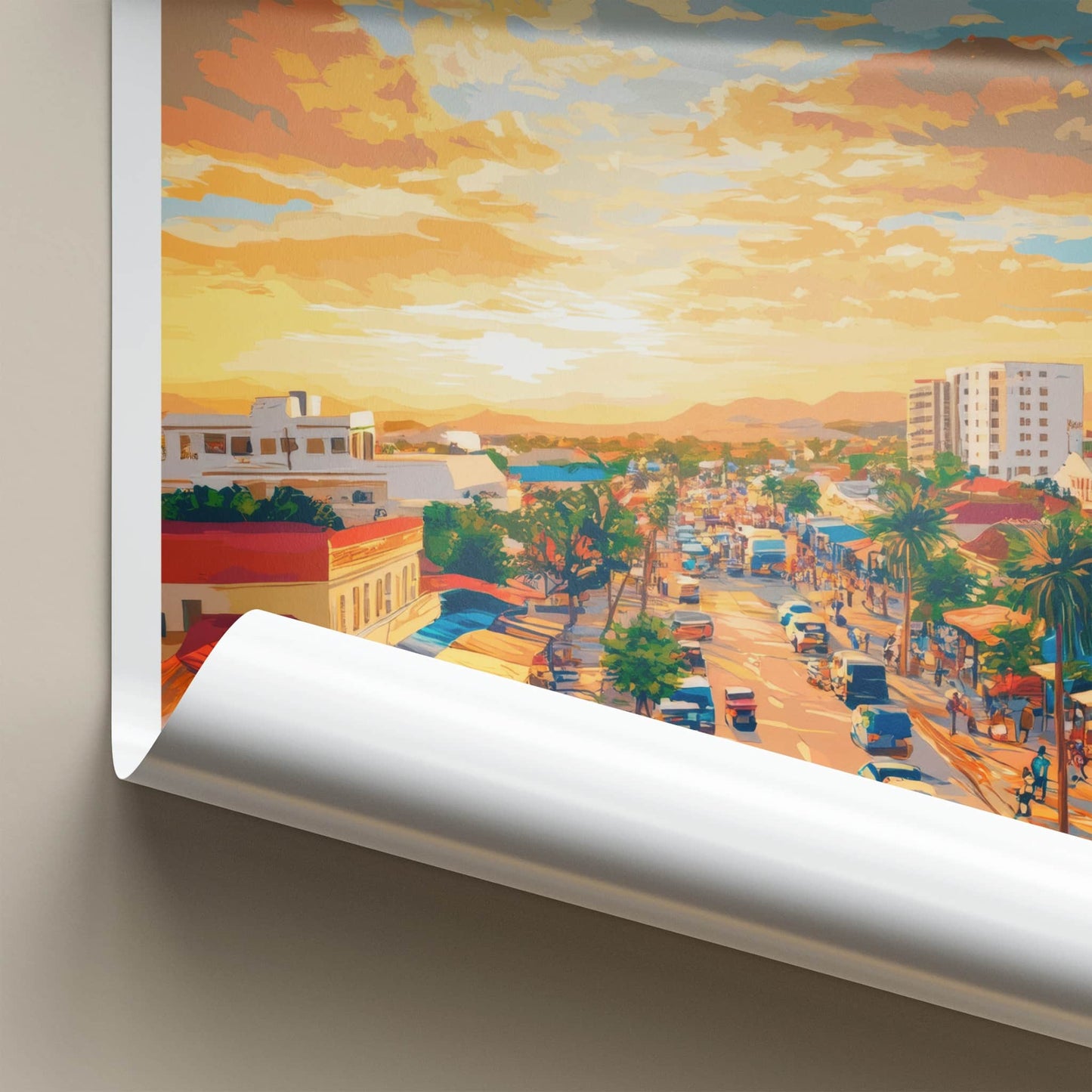Windhoek Poster - Namibia Travel Art - Vibrant Street Sunset Home Decor