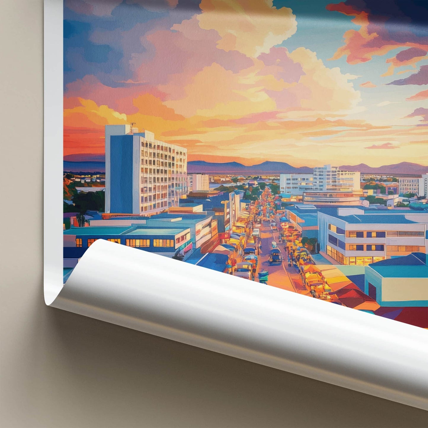 Windhoek Poster - Namibia Wall Art - Vibrant City Sunset Home Decor