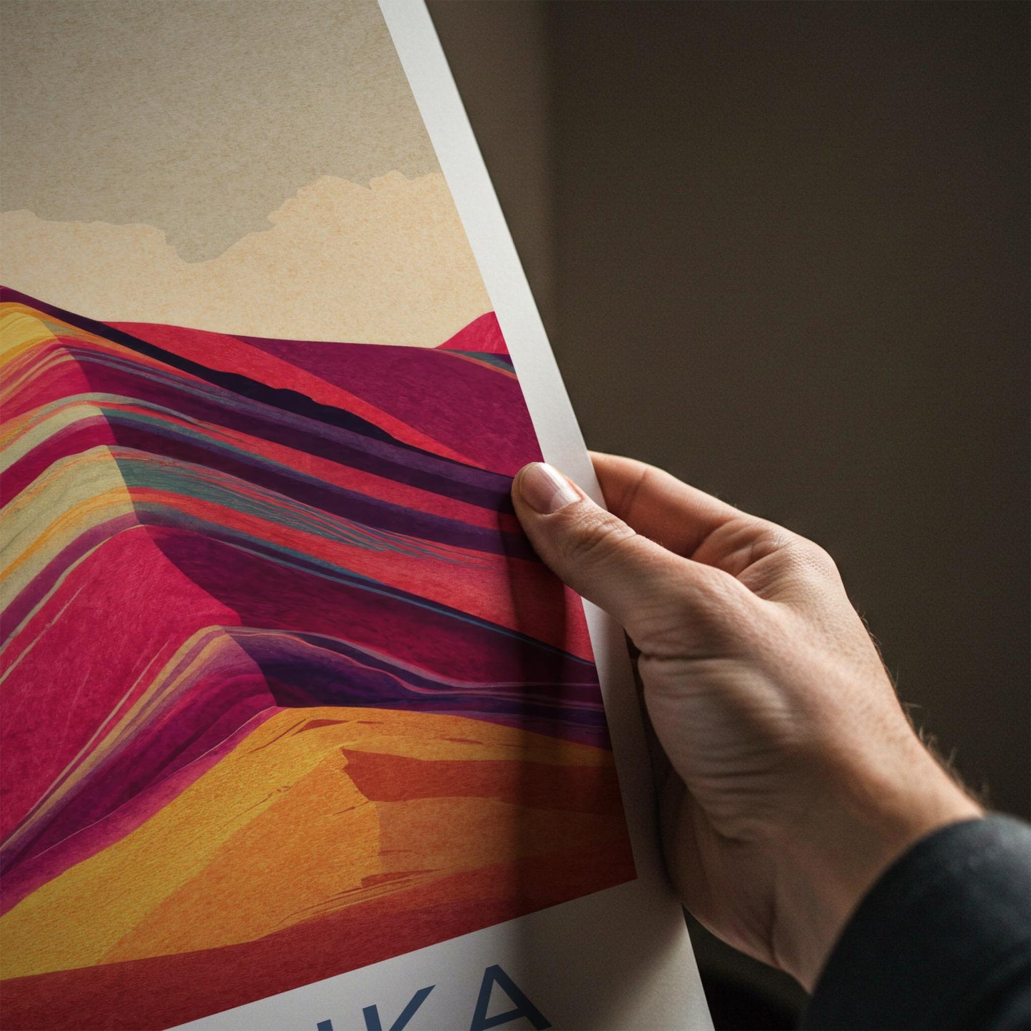 Winikunka Poster - Peru Travel Art - Colorful Striped Mountains Home Decor