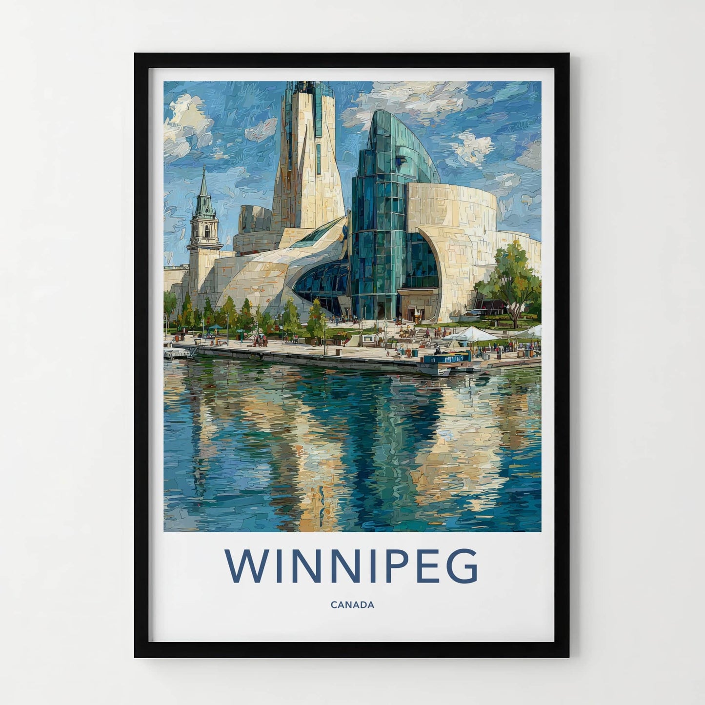 Winnipeg Poster - Canada Travel Art - Reflective Museum Architecture Home Decor